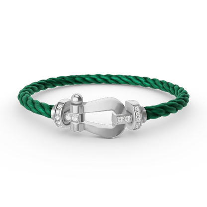 [⭐Miroze]FORCE LARGE HORSESHOE HALF DIAMOND BRACELET SILVER