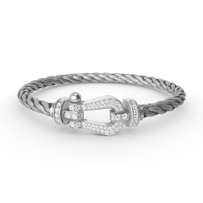 [⭐Miroze]FORCE LARGE HORSESHOE FULL DIAMOND BRACELET SILVER