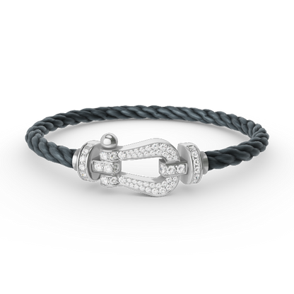 [⭐Miroze]FORCE LARGE HORSESHOE FULL DIAMOND BRACELET SILVER