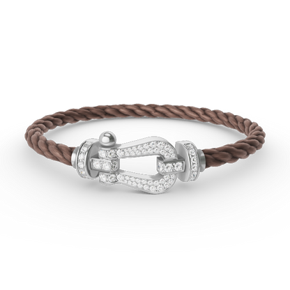 [⭐Miroze]FORCE LARGE HORSESHOE FULL DIAMOND BRACELET SILVER