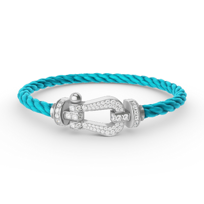 [⭐Miroze]FORCE LARGE HORSESHOE FULL DIAMOND BRACELET SILVER