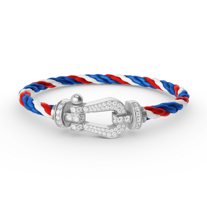 [⭐Miroze]FORCE LARGE HORSESHOE FULL DIAMOND BRACELET SILVER