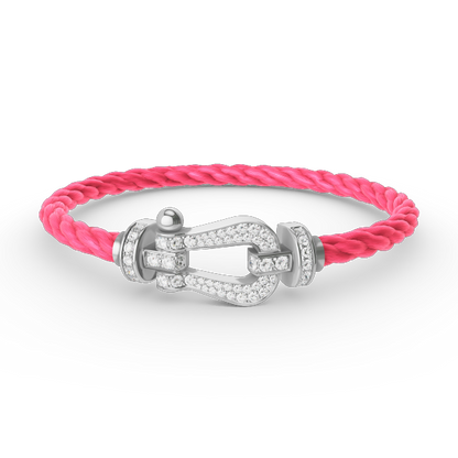 [⭐Miroze]FORCE LARGE HORSESHOE FULL DIAMOND BRACELET SILVER