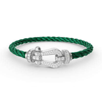 [⭐Miroze]FORCE LARGE HORSESHOE FULL DIAMOND BRACELET SILVER