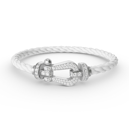 [⭐Miroze]FORCE LARGE HORSESHOE FULL DIAMOND BRACELET SILVER