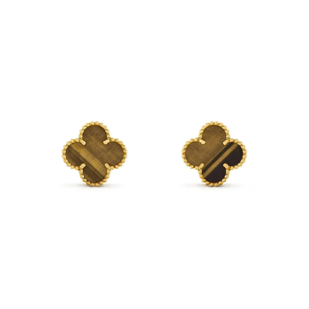 ⭐Miroze CLOVER MEDIUM 1 MOTIFS TIGER EYE EARRINGS