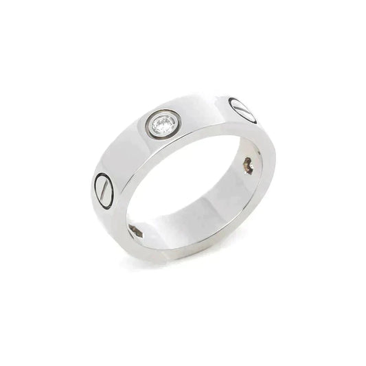 [⭐Miroze]LOVE RING 5.5MM 3 DIAMONDS SILVER