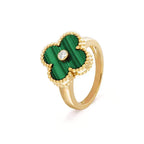 ⭐Miroze CLOVER MALACHITE RING GOLD DIAMOND