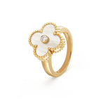 ⭐Miroze CLOVER PINK MOP RING GOLD DIAMOND