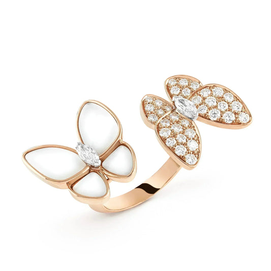 [⭐Miroze]TWIN BUTTERFLY DIAMOND MOP RING