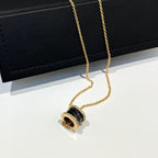 [⭐Veya]ZERO 1 BLACK CERAMIC DIAMOND PINK GOLD NECKLACE