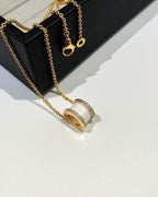 [⭐Veya]ZERO 1 WHITE CERAMIC DIAMOND PINK GOLD NECKLACE